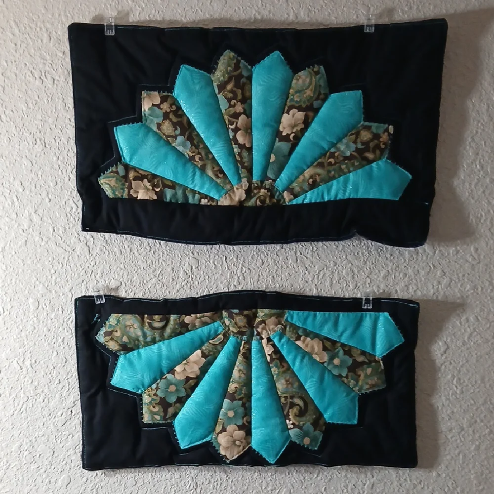 Handcrafted Floral and Teal Quilted Wall Hangings